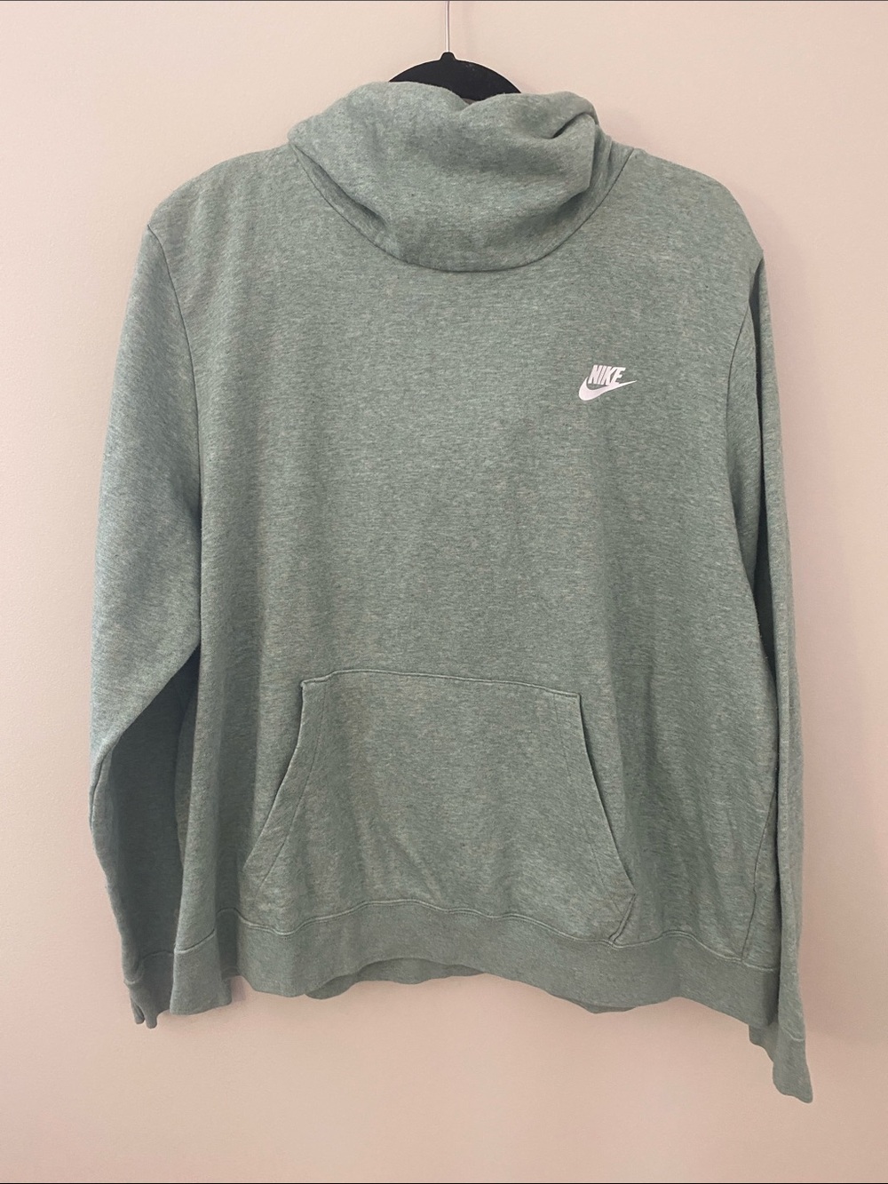 Nike Heather Green Cowl-neck Hoodie Cotton Blend Athleisure